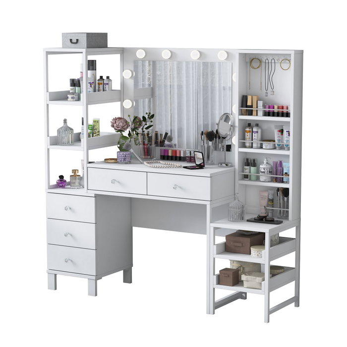 Hanah Home Mesa de Maquillaje BJ154 - 3861 Blanca con 10 Focos Hanah Home Mesa de Maquillaje BJ154 - 3861 Blanca con 10 Focos
